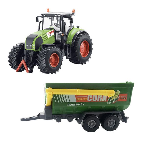 HM Studio 21SQ-90222-2 auto 1:64 Traktor s prívesom